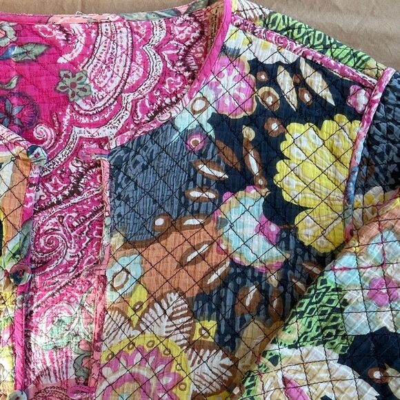 Quilted Kantha Reversible Jacket Woman’s Medium Snowdrop Crewneck - Picture 2 of 12